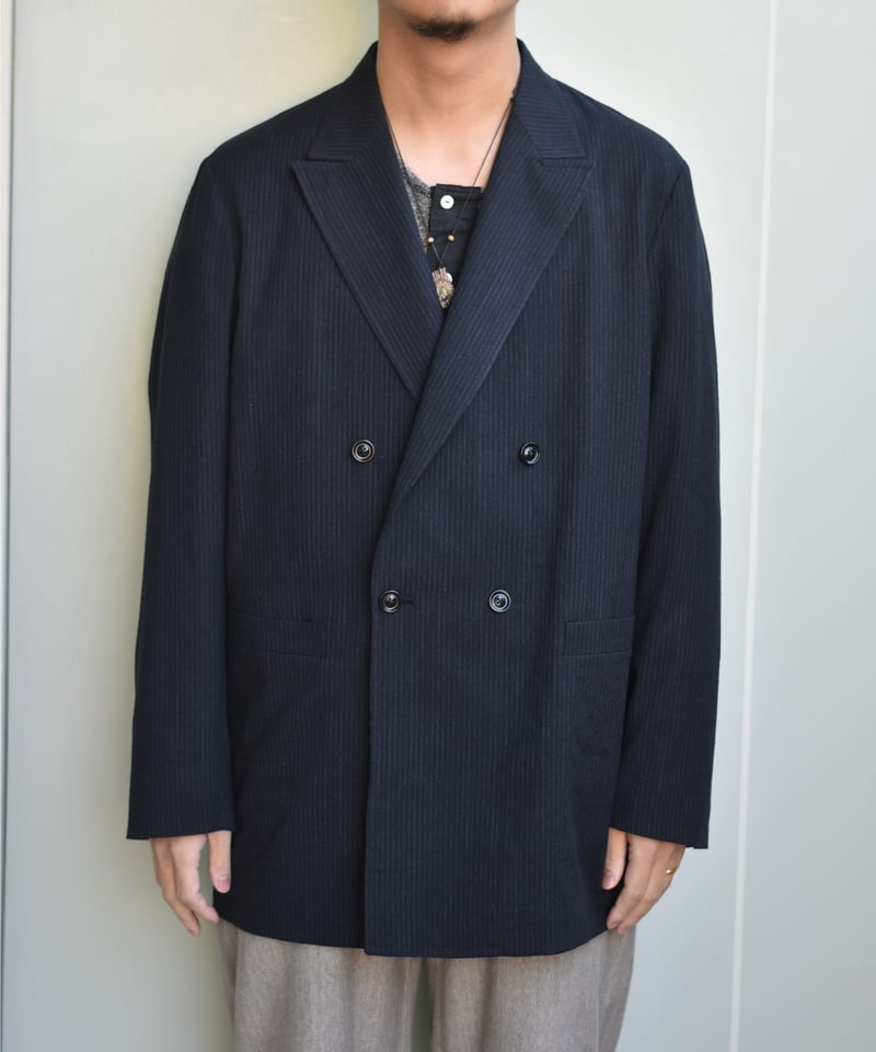 ジャケット・アウター ulterior WOOL SILK TWEED D/B JACKET NAVY ulterior WOOL SILK TWEED D/B JACKET NAVY（ULTERIOR SILK WOOL