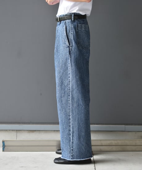 【LAST1】saby TUCK-BAGGY TYPE 2 - Stripe Denim Splash Vintage Wash -