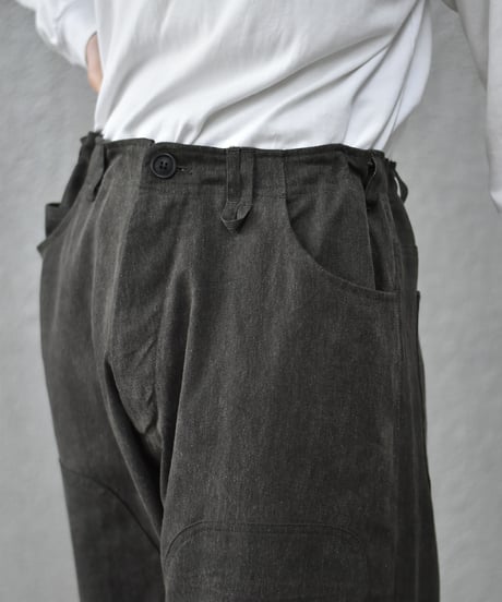 O project  DOUBLE KNEE TROUSERS/COTTON LINEN AGED DENIM