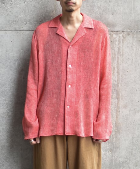 【LAST1】saby LAPEL SHIRTS - Bishu Japan Rayon Linen leno weave FAB -