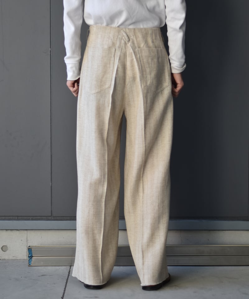 saby JACQUARD LINEN STRIPE TUCK-BAGGY- Bishu Ja