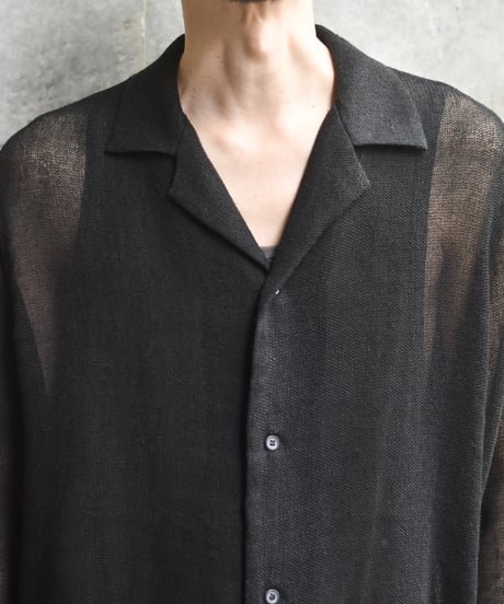 【LAST1】saby LAPEL SHIRTS - Bishu Japan Rayon Linen leno weave FAB -