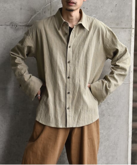nakedgauge LINEN COTTON RANDOM COLOR HOUNDS TOOTH SHIRT LS
