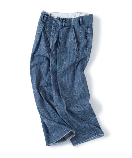 【LAST1】saby TUCK-BAGGY TYPE 2 - Stripe Denim Splash Vintage Wash -