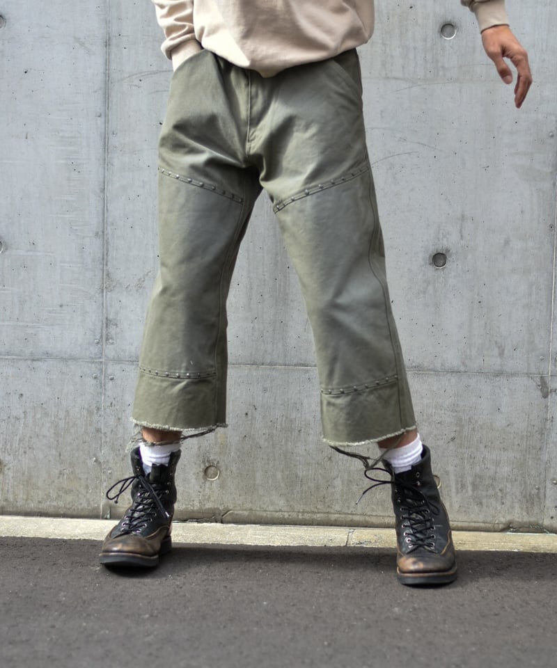 glamb Cropped Work Pants クロップドワークパンツ　カーキ glamb パンツ Baggy Cropped Pants / バギークロップドタック