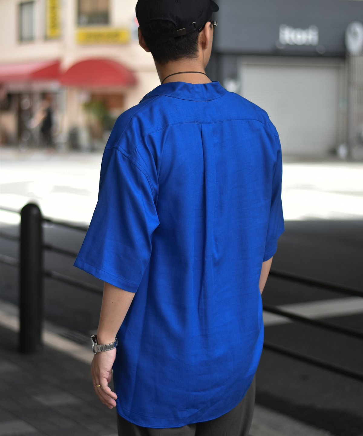LAST1】ULTERIOR RAYON LINEN TWILL HALF-ZIP SHI