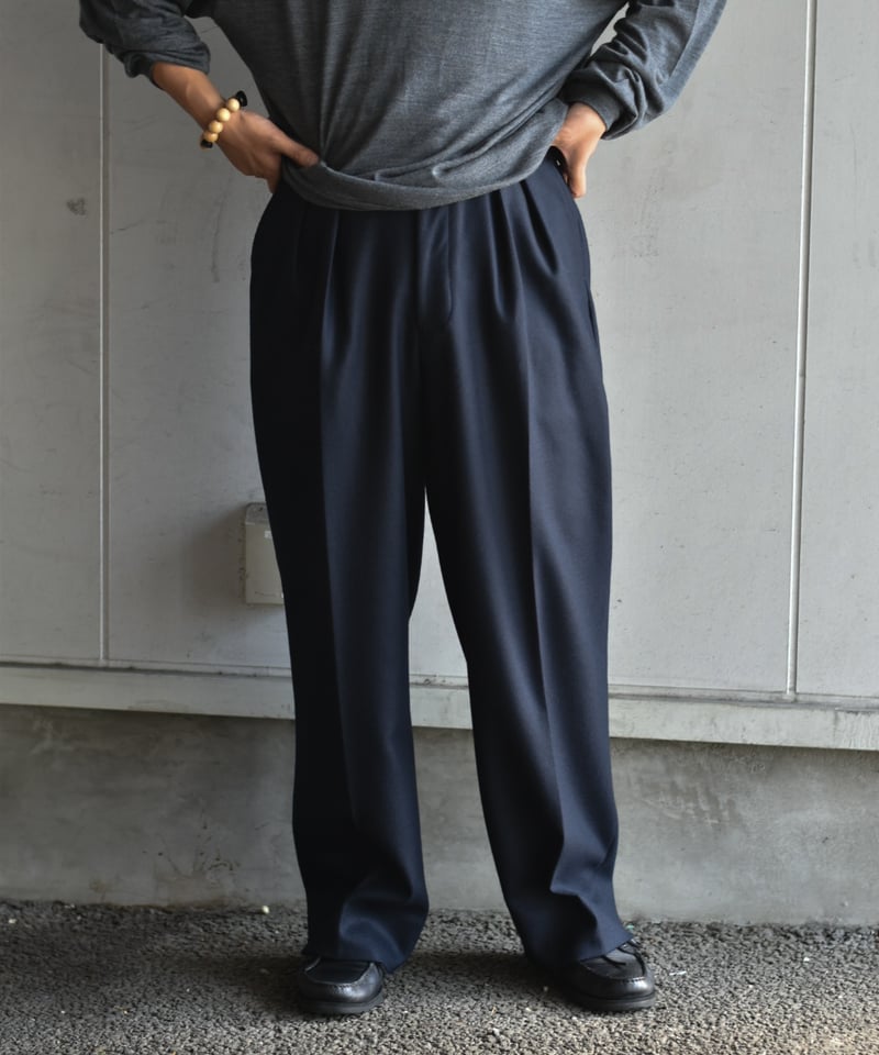 ULTERIOR SUPER FINE LIGHT MELTON TUCKED TROUSE