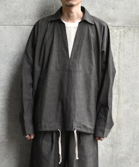 O project SKIPPER SHIRT/SUMI DYED SLUB CLOTH