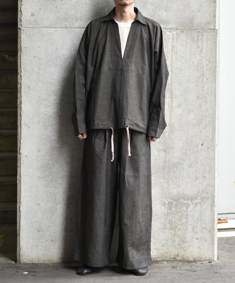 O project EASY WIDE PANTS/SUMI DYED SLUB CLOTH