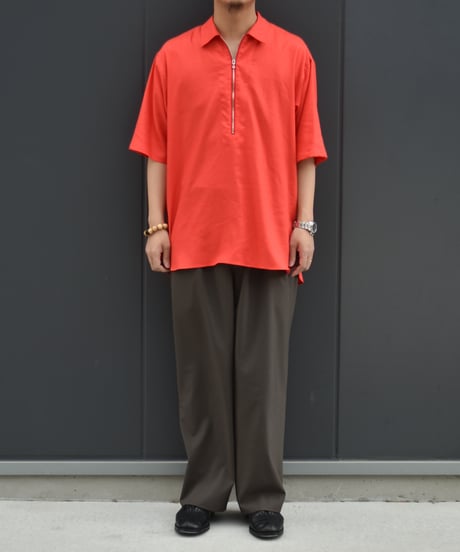 【LAST1】ULTERIOR  RAYON LINEN TWILL HALF-ZIP SHIRT