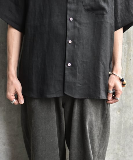 Gorsch the merry coachman European Linen Open Collar Raglan Short Sleeve Shirt