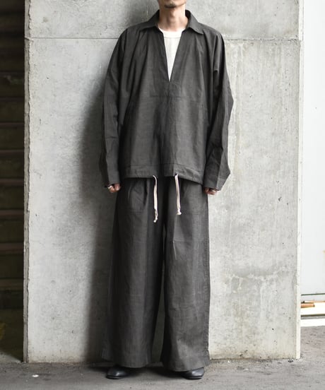 O project SKIPPER SHIRT/SUMI DYED SLUB CLOTH