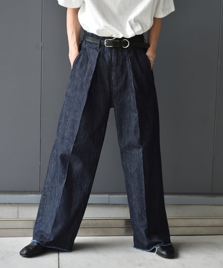 saby TUCK-BAGGY TYPE 2 - Stripe Denim One Wash -