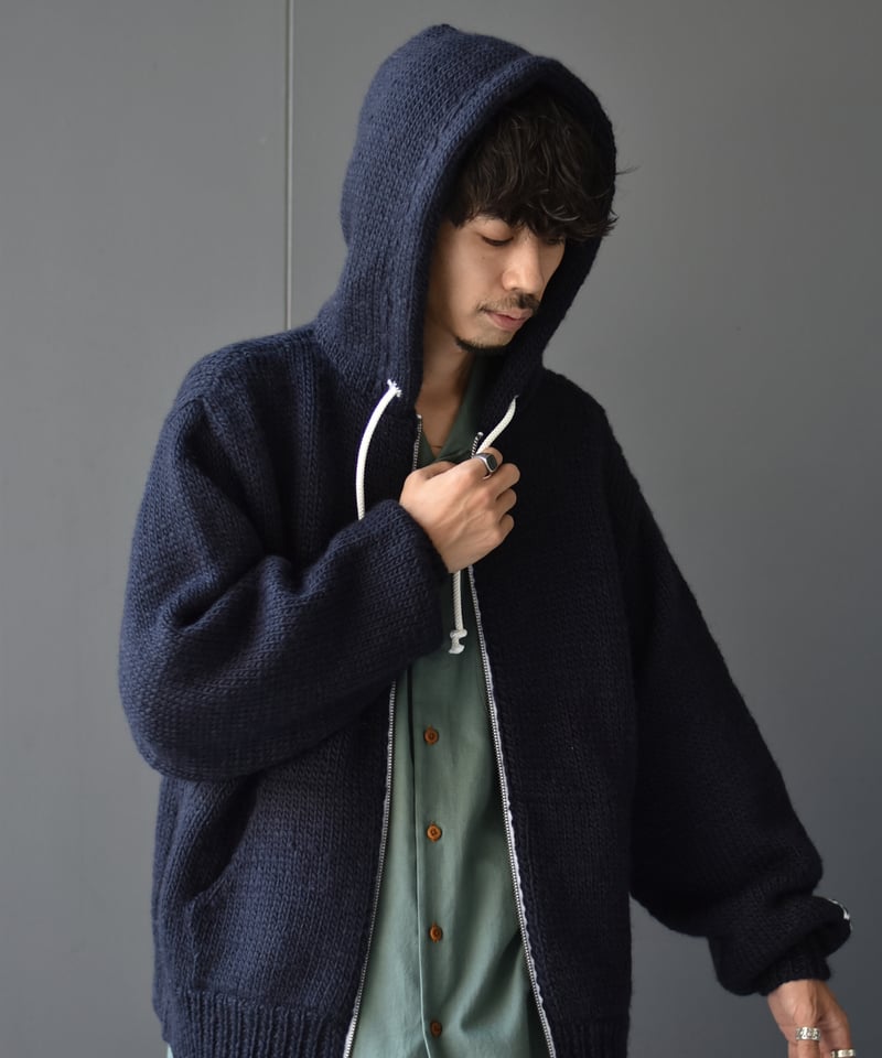 LAST1】RICE NINE TEN HAND KINITTED ZIP HOODIE