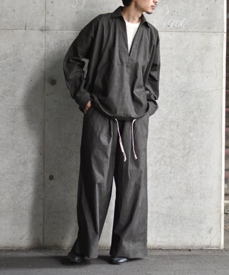 O project SKIPPER SHIRT/SUMI DYED SLUB CLOTH