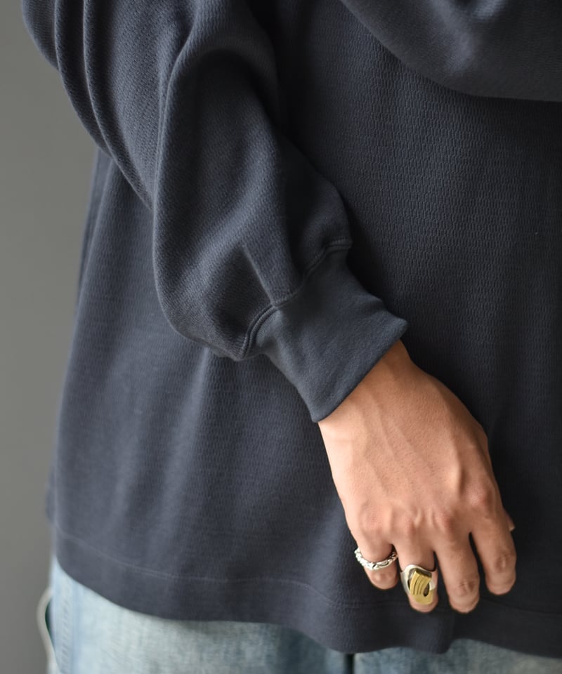 ULTERIOR C/CASH HONEYCOMB HENLEY-NECK TOP | 45