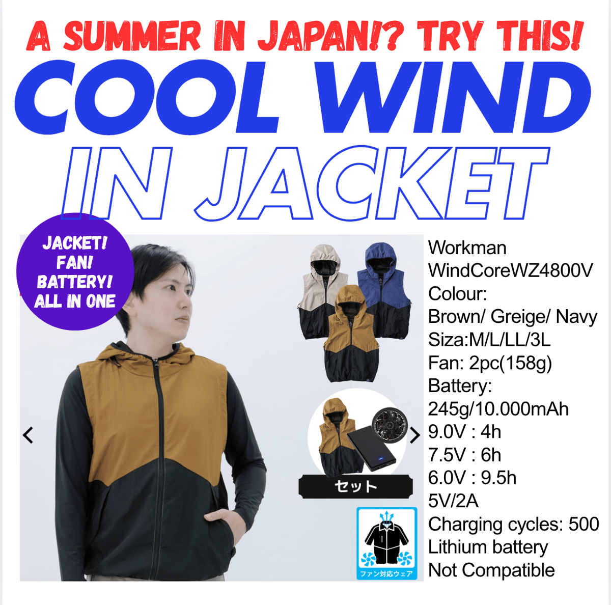Cool Fan Jacket Workman | Kosher Info Japan
