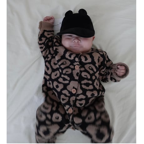 【即納】leopard knit rompers