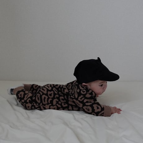 【即納】leopard knit rompers