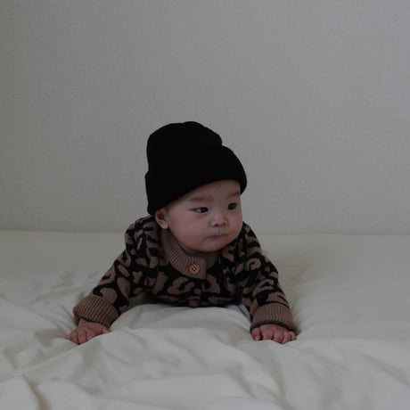 【即納】leopard knit rompers