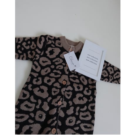 【即納】leopard knit rompers