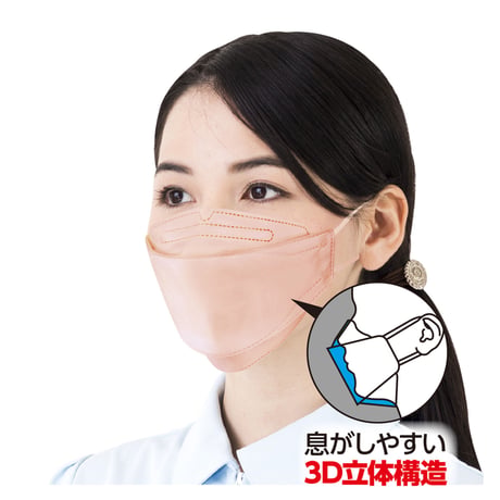 立体不織布ｶﾗｰﾏｽｸ(三層構造)(50枚入)ﾋﾟﾝｸ