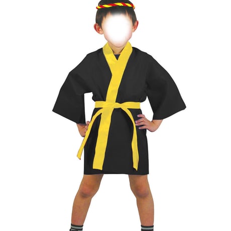 ｶﾗｰ不織布ﾊｯﾋﾟ 子供用 S 黒(黄襟)