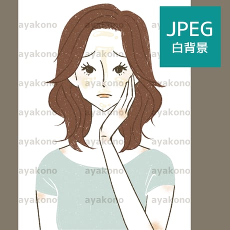 顔のテカリに悩む女性【JPEG】