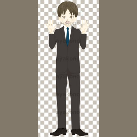 慌てているスーツ姿の男性【PNG】