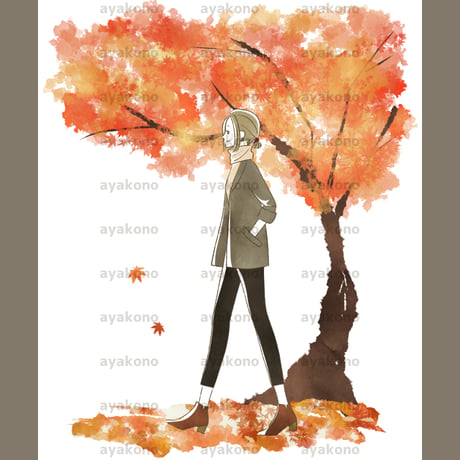散歩をする女性【JPEG】