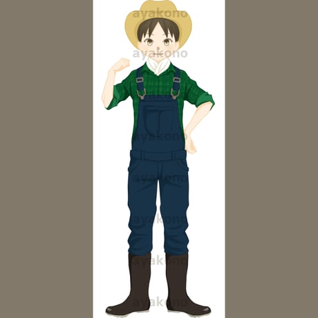 オーバーオールを着ている男性【JPEG】
