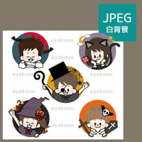 ハロウィンの仮装をした子供たちのアイコン【JPEG】