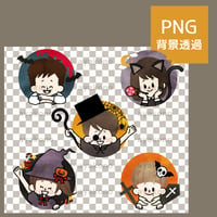 ハロウィンの仮装をした子供たちのアイコン-水彩【PNG】