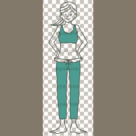 フィットネスウェアの女性-2色【PNG】