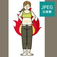 肥満女性の身体の代謝や燃焼のイメージ【JPEG】