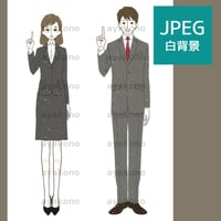 人差し指を立てているスーツ姿の男女【JPEG】