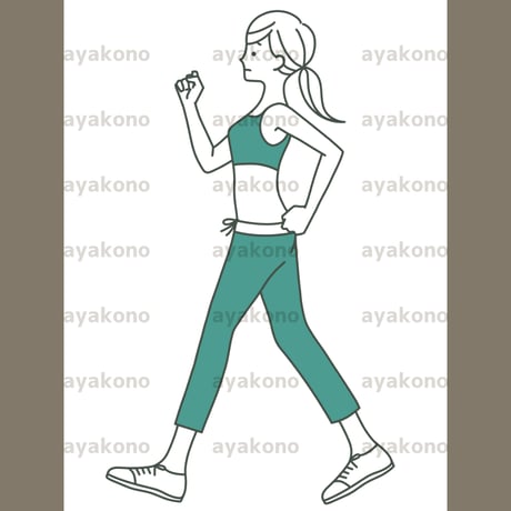 ウォーキングしている反り腰の女性-2色【JPEG】