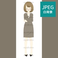 目を閉じて考えるスーツ姿の女性【JPEG】