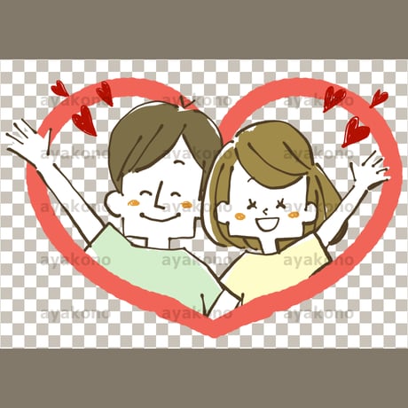 笑顔で手を振る仲の良い男女【PNG】