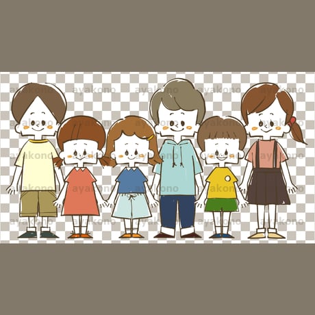 笑顔の子どもたち【PNG】
