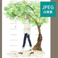 散歩をする女性【JPEG】