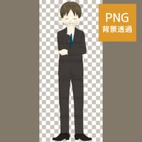 目を閉じて考えるスーツ姿の男性【PNG】