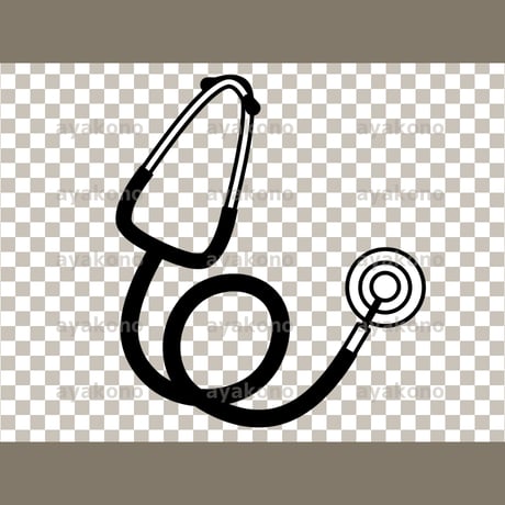 聴診器-白黒【PNG】