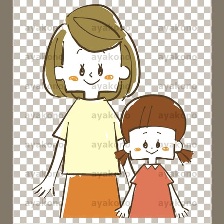 笑顔の母親と娘【PNG】