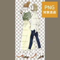 笑顔で歩く2人の女性【PNG】
