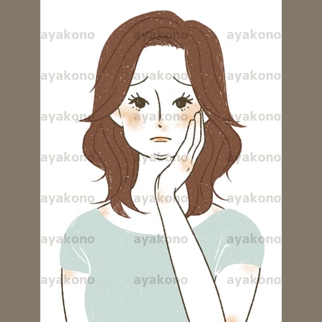 顔のむくみや脂肪に悩む女性【JPEG】