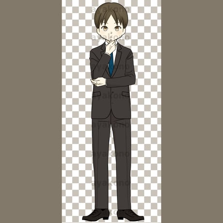 考えているスーツ姿の男性【PNG】