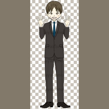 苦笑いするスーツ姿の男性【PNG】