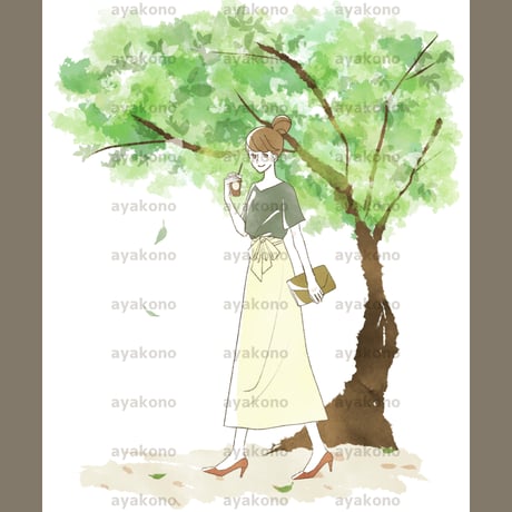 散歩をする女性【JPEG】