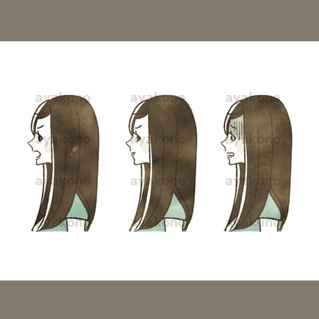 女性の表情セット-横顔【JPEG】